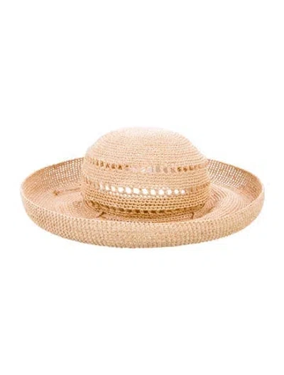 Pre-owned Helen Kaminski Wide Brim Straw Sunhat In Neutral