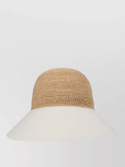 Helen Kaminski Wide Brim Two Tone Hat Adjustable Strap In Brown