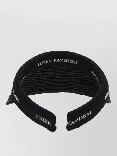 Helen Kaminski Wide Brim Visor Hat Woven Texture In Black