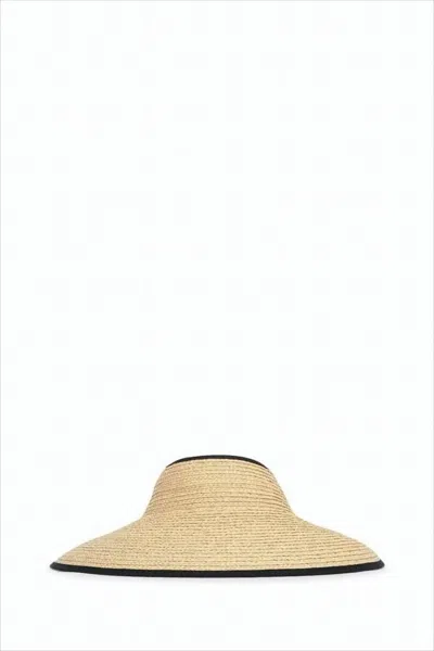 Helen Kaminski Wide-brimmed Raffia Visor Hat With Adjustable Tie In Neutral