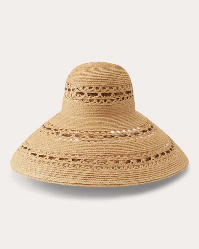 Helen Kaminski Metallic Leather & Raffia Large Brim Hat In Neutrals