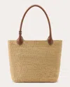 Helen Kaminski Women's Ampara Leather Trimmed Crocheted Raffia Tote