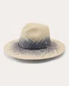 Helen Kaminski Gradient Straw Fedora With Chin Strap In Blue