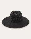 Helen Kaminski Women's Kendra Crocheted Raffia Wide-brim Fedora In Charcoal/charcoal