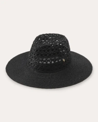 Helen Kaminski Women's Kendra Crocheted Raffia Wide-brim Fedora In Black