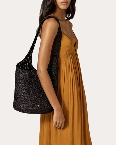 Helen Kaminski Women's Lani Crocheted Raffia Drawstring Sac Bag In Black