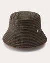 Helen Kaminski Women's Nala Stripe Crocheted Raffia Bucket Hat In Brown