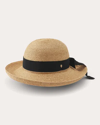 Helen Kaminski Braided Raffia Sun Hat With Grosgrain Bow In Natural/midnight