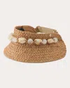 Helen Kaminski Nyla Packable Pebble Braided Raffia Visor In Nougat/natural