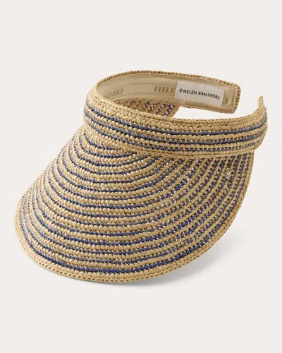 Helen Kaminski Women's Sunlee Stripe Crocheted Raffia Visor In Brown