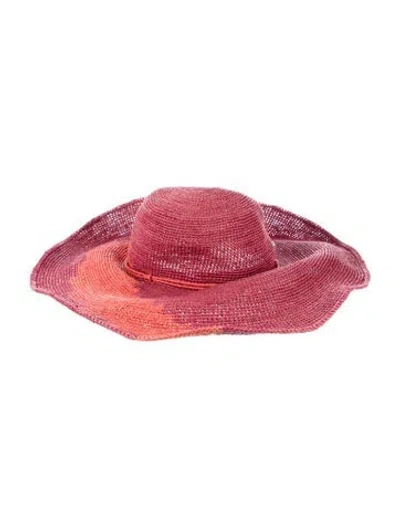 Pre-owned Helen Kaminski Womens' Raffia Sun Hat In Red
