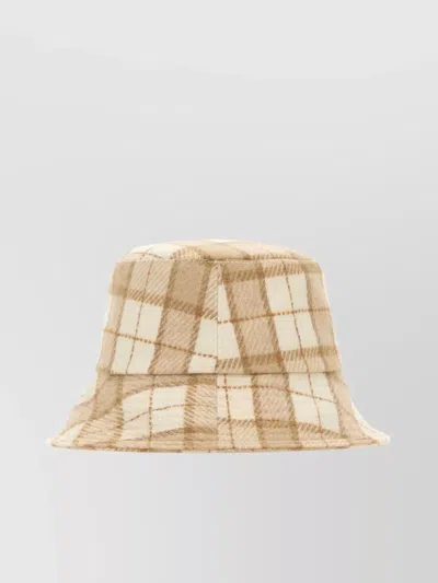 Helen Kaminski Wool Blend Clarion Bucket Hat With Checkered Pattern In Brown