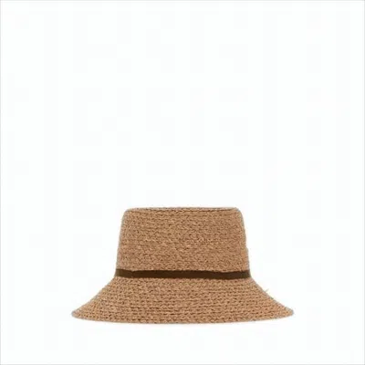 Helen Kaminski Woven Raffia Bucket Hat With Decorative Bow Detail In Brown