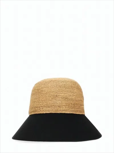 Helen Kaminski Woven Raffia Crown Hat With Adjustable Cotton Brim In Brown