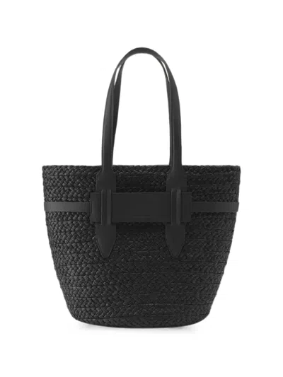 Helen Kaminski Woven Raffia Tote Bag In Black