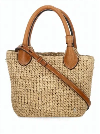 Helen Kaminski Woven Raffia Tote Bag With Leather Accents In Brown