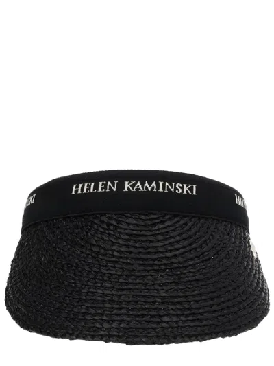 Helen Kaminski Woven Raffia Visor In Black