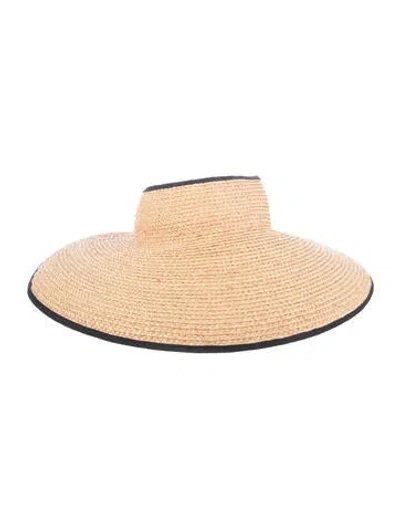 Pre-owned Helen Kaminski Woven Raffia Visor In Black/neutrals