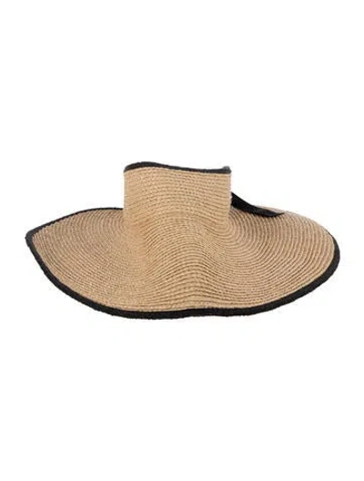 Pre-owned Helen Kaminski Woven Raffia Visor In Neutrals