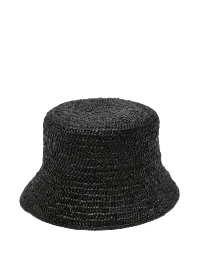 Helen Kaminski Woven-raffia Bucket Hat In Black