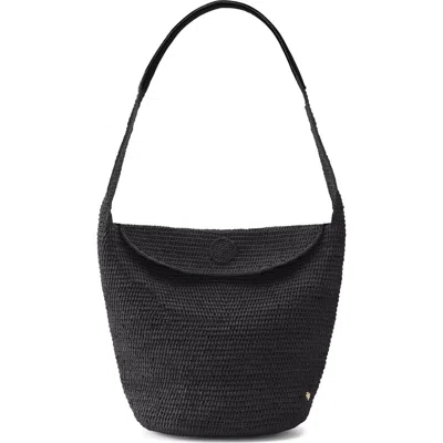 Helen Kaminski Yala Crochet Raffia Shoulder Bag In Black