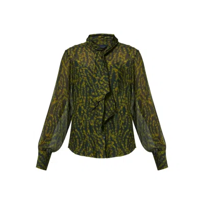 Helen Mcalinden Women's Anastasia Mottled Green Print Blouse