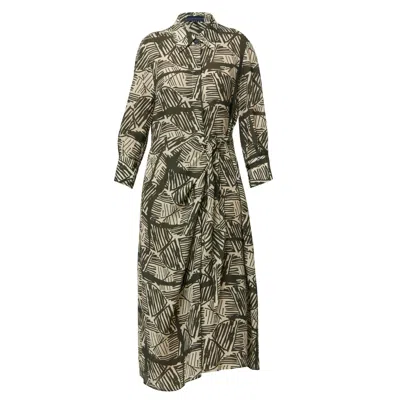 Helen Mcalinden Women's Green Ashley Ogham Print Shirt Dress