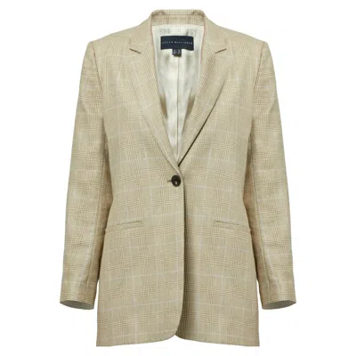 Helen Mcalinden Women's Neutrals Cassie Glencheck Jacket In Beige/blue/white