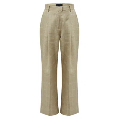 Helen Mcalinden Women's Neutrals Lyra Glencheck Pants In Beige/blue/white