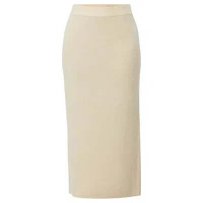 Helen Mcalinden Women's Neutrals Rhea Ribbed Latte Cashmere Skirt