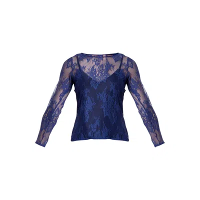 Helen Mcalinden Women's Purple / Blue Isla Ink Blue Lace Top