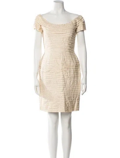 Pre-owned Helen Morley Bateau Neckline Mini Dress In Neutral