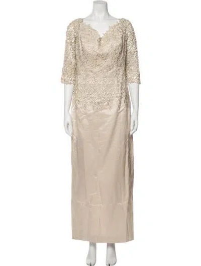 Pre-owned Helen Morley Cowl Neck Long Dress In Neutral