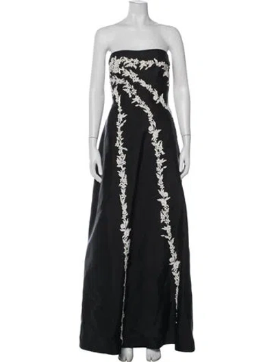 Pre-owned Helen Morley Floral Print Long Dress In Black
