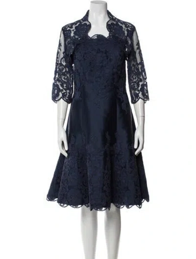 Pre-owned Helen Morley Lace Pattern Lace Trim Embellishment Dress Set In Blue