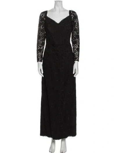 Pre-owned Helen Morley Lace Pattern Long Dress In Black