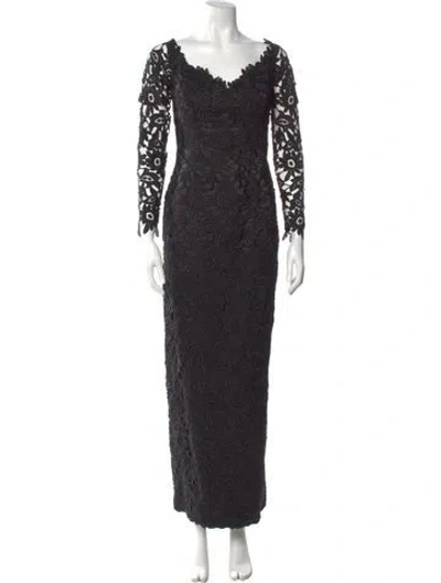Pre-owned Helen Morley Lace Pattern Long Dress In Black