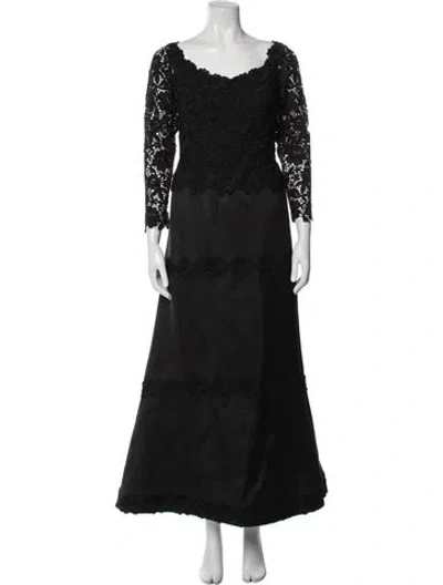 Pre-owned Helen Morley Lace Pattern Long Dress In Black