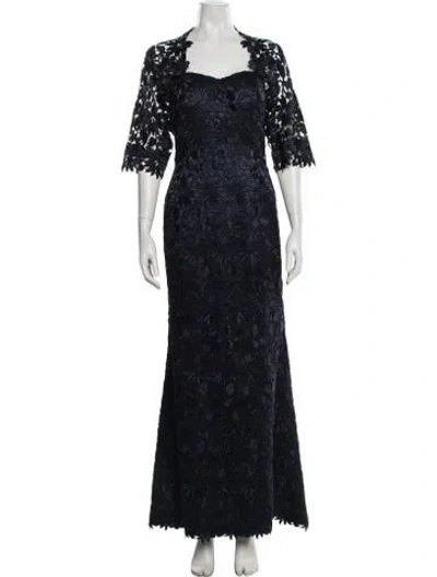 Pre-owned Helen Morley Lace Pattern Long Dress In Blue