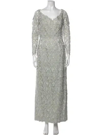 Pre-owned Helen Morley Lace Pattern Long Dress In Green