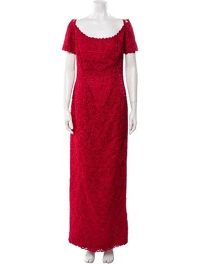Pre-owned Helen Morley Lace Pattern Long Dress In Red