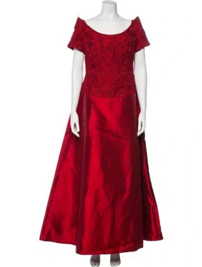 Pre-owned Helen Morley Lace Pattern Long Dress In Red