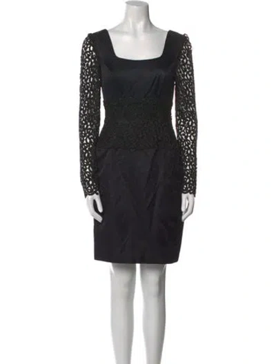 Pre-owned Helen Morley Lace Pattern Mini Dress In Black