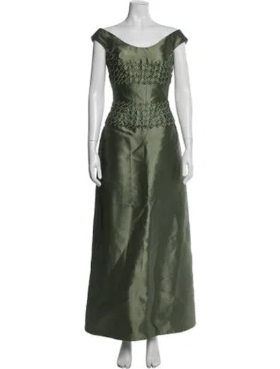 Pre-owned Helen Morley Patterned Long Dress In Green