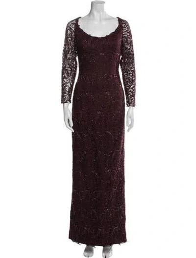 Pre-owned Helen Morley Scoop Neck Long Dress In Burgundy