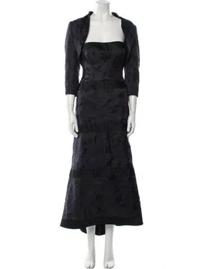 Pre-owned Helen Morley Silk Embroidered Accent Dress Set In Black