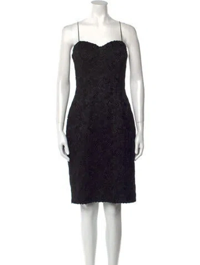 Pre-owned Helen Morley Square Neckline Knee-length Dress In Black