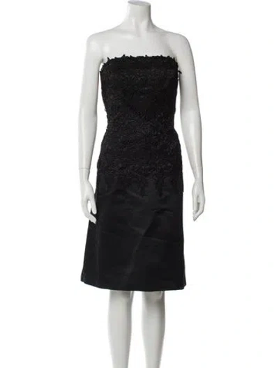 Pre-owned Helen Morley Strapless Knee-length Dress In Black