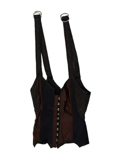 Pre-owned Helena Eisenhart Square Neckline Sleeveless Bodysuit In Brown