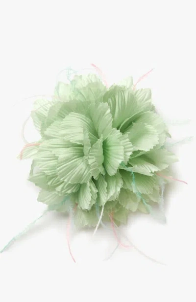 Helena Simon The Mint Chrysanthemum Duster Floral Brooch In Green